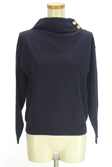 LOUNIE（ルーニィ）の古着「ゴールドボタン付きモックネックニットトップス（ニット）」大画像１へ