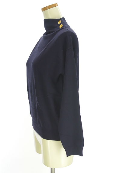 LOUNIE（ルーニィ）の古着「ゴールドボタン付きモックネックニットトップス（ニット）」大画像３へ