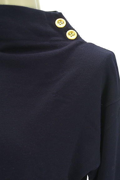 LOUNIE（ルーニィ）の古着「ゴールドボタン付きモックネックニットトップス（ニット）」大画像４へ