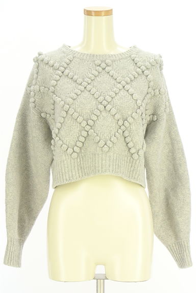 La boutique BonBon（ラブティックボンボン）の古着「ひし形ポンポン編みショートニットトップス（セーター）」大画像１へ