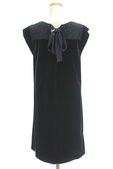 組曲（クミキョク）の古着「バックリボンレース切替ベロア膝上ワンピ（ワンピース・チュニック）」大画像２へ