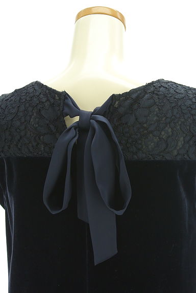 組曲（クミキョク）の古着「バックリボンレース切替ベロア膝上ワンピ（ワンピース・チュニック）」大画像５へ