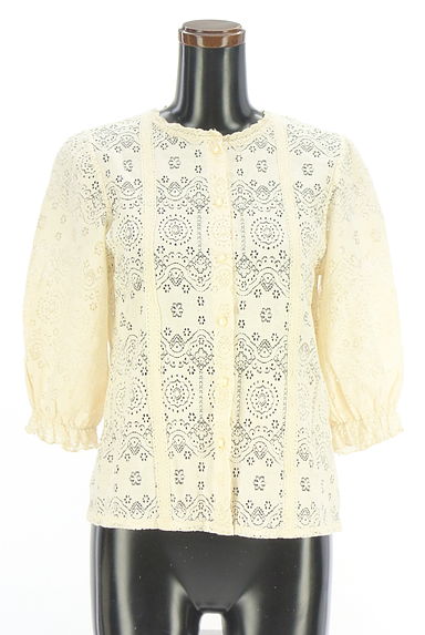 クリックで大画像表示 Samansa Mos2(サマンサモスモス)の古着「ehka sopo ボリューム袖総レースブラウス(ブラウス)」大画像1へ