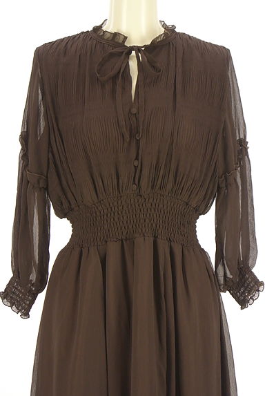 31 Sons de mode（トランテアン ソン ドゥ モード）の古着「ウエストゴム膝丈シフォンワンピース（ワンピース・チュニック）」大画像４へ