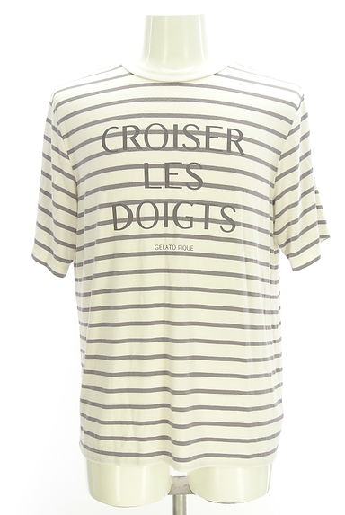 クリックで大画像表示 gelato pique(ジェラートピケ)の古着「GELATO PIQUE HOMME ロゴボーダーT(Tシャツ)」大画像1へ