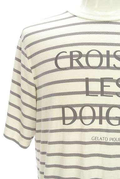 クリックで大画像表示 gelato pique(ジェラートピケ)の古着「GELATO PIQUE HOMME ロゴボーダーT(Tシャツ)」大画像4へ