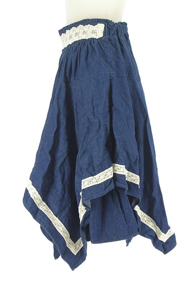 axes femme（アクシーズファム）の古着「レース入りイレギュラーヘムデニムスカート（スカート）」大画像３へ