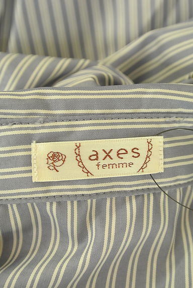 クリックで大画像表示 axes femme(アクシーズファム)の古着「アシメストライプ膝下シャツワンピース(ワンピース・チュニック)」大画像6へ