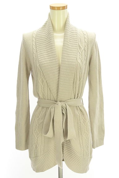 INDIVI（インディヴィ）の古着「ベルト付きケーブル編みミドルカーデ（カーディガン・ボレロ）」大画像１へ