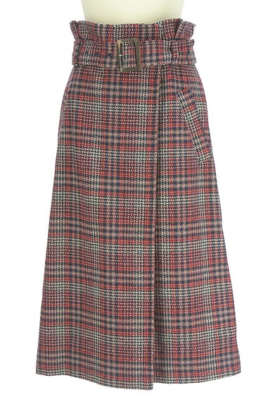 Mila Owen（ミラオーウェン）の古着「ベルト付きラップ風ミモレチェックスカート（スカート）」大画像１へ