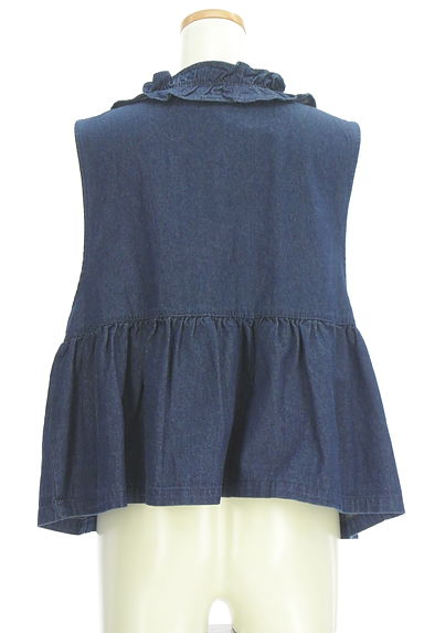 クリックで大画像表示 Samansa Mos2(サマンサモスモス)の古着「フリルカラーペプラムデニムベスト(ベスト・ジレ)」大画像2へ
