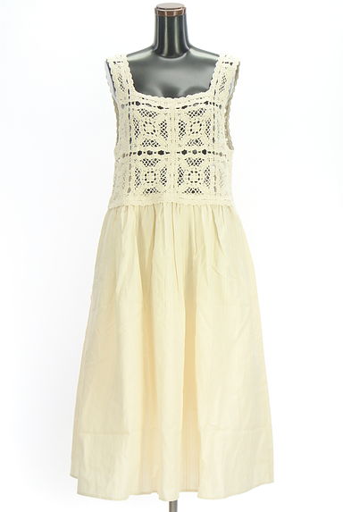 Samansa Mos2（サマンサモスモス）の古着「クロシェ編みロングフレアワンピース（キャミワンピース）」大画像１へ