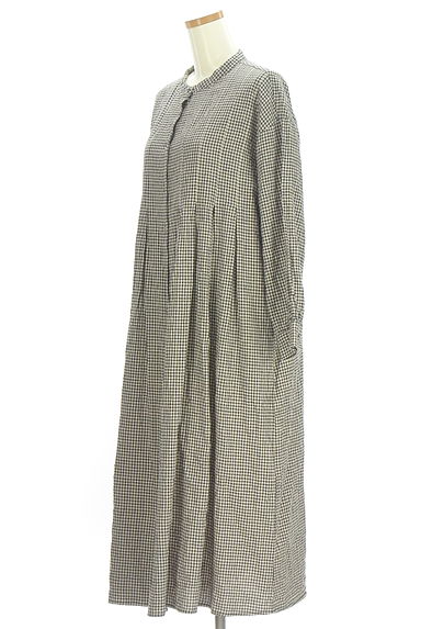 Samansa Mos2（サマンサモスモス）の古着「cross×linen ギンガムチェック柄バンドカラーシャツワンピース（ワンピース・チュニック）」大画像３へ