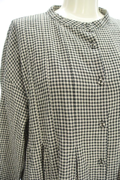 Samansa Mos2（サマンサモスモス）の古着「cross×linen ギンガムチェック柄バンドカラーシャツワンピース（ワンピース・チュニック）」大画像４へ