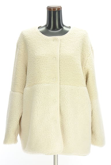 クリックで大画像表示 Samansa Mos2(サマンサモスモス)の古着「SM2 ノーカラー切替ボアブルゾン(コート)」大画像1へ