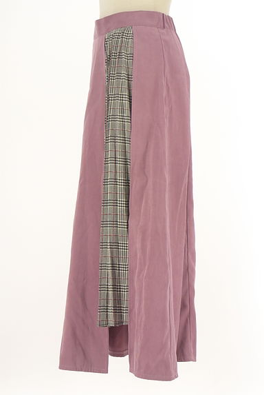 Vin（ヴァン）の古着「チェックプリーツ切替スウェードスカート（ロングスカート・マキシスカート）」大画像３へ