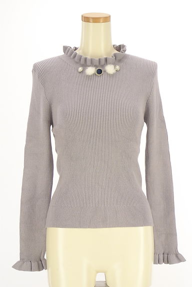 axes femme（アクシーズファム）の古着「ポンポン付きフリルネックリブニット（ニット）」大画像１へ