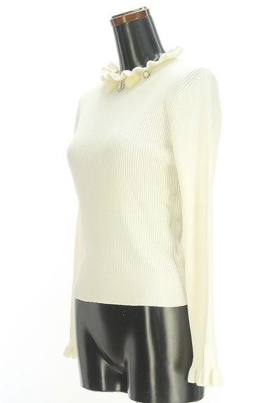 axes femme（アクシーズファム）の古着「パール＆ポンポンファー付きリブニットトップス（ニット）」大画像３へ