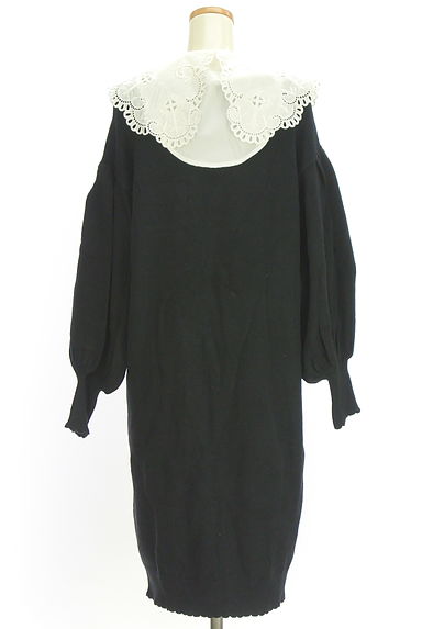 axes femme（アクシーズファム）の古着「axes femme POETIQUE カットワークレース襟付きスカラップニットワンピース（ワンピース・チュニック）」大画像２へ