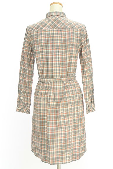 HUMAN WOMAN（ヒューマンウーマン）の古着「ベルト付きチェック柄シャツワンピース（ワンピース・チュニック）」大画像２へ