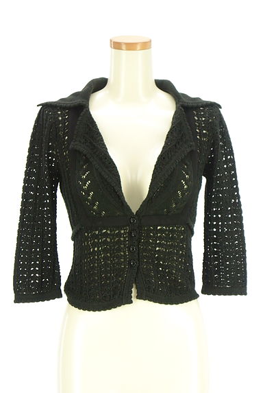 JILLSTUART（ジルスチュアート）の古着「8分袖透かし編みクロップドカーディガン（カーディガン・ボレロ）」大画像１へ