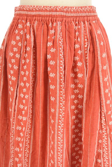 クリックで大画像表示 Samansa Mos2(サマンサモスモス)の古着「ストライプ花柄ミモレギャザースカート(ロングスカート・マキシスカート)」大画像4へ