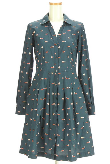 Brooks Brothers（ブルックスブラザーズ）の古着「キツネ柄膝丈スキッパーシャツワンピース（ワンピース・チュニック）」大画像１へ