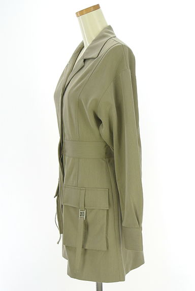 EMODA（エモダ）の古着「ボリューム袖オープンカラーミリタリーシャツワンピ（ワンピース・チュニック）」大画像３へ