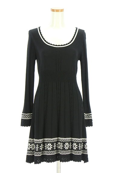 クリックで大画像表示 BARNEYS NEWYORK(バーニーズニューヨーク)の古着「ノルディック柄膝上ニットワンピース(ワンピース・チュニック)」大画像1へ