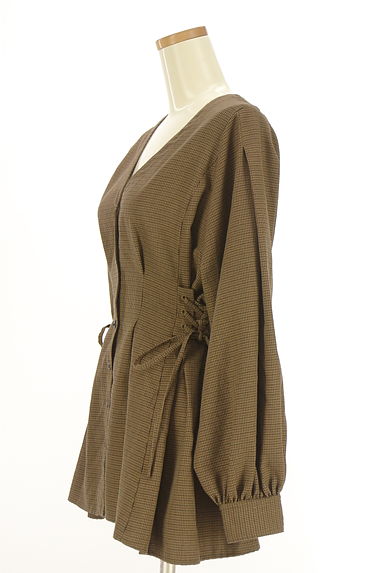 MOUSSY（マウジー）の古着「ガンクラブチェック柄ペプラムカットソー（カットソー・プルオーバー）」大画像３へ