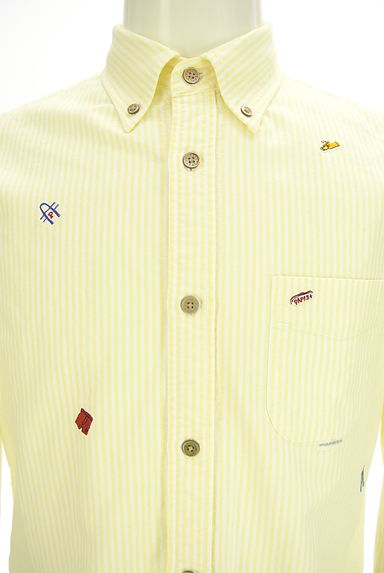 PAPAS（パパス）の古着「ファッション刺繍入りストライプ柄シャツ（カジュアルシャツ）」大画像４へ