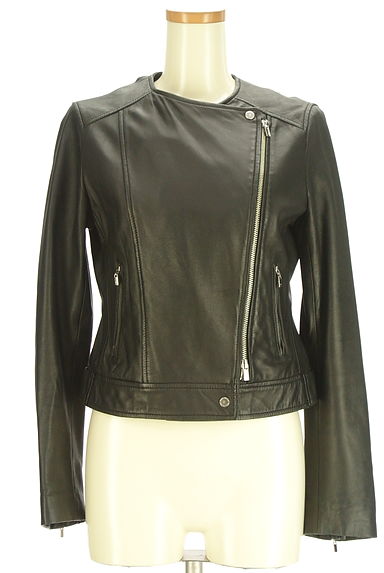 EPOCA THE SHOP（エポカ ザ ショップ）の古着「ノーカラーライダースジャケット（ブルゾン・スタジャン）」大画像４へ