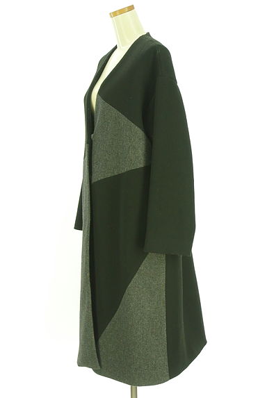 OSMOSIS（オズモーシス）の古着「loaf 配色ノーカラーロングコート（ブルゾン・スタジャン）」大画像３へ