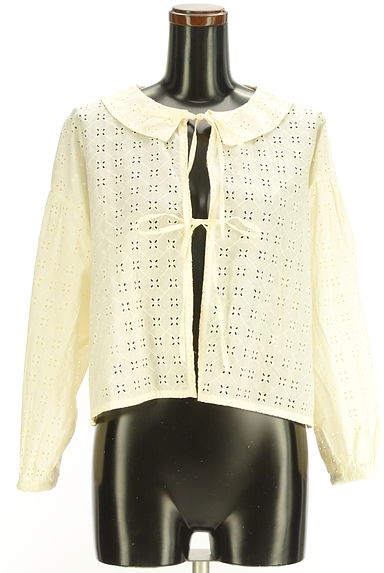 クリックで大画像表示 Samansa Mos2(サマンサモスモス)の古着「フロントリボンレースブラウス(ブラウス)」大画像1へ