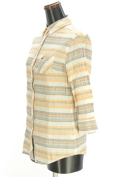 Crocodile（クロコダイル）の古着「8分袖マルチボーダーブラウス（カジュアルシャツ）」大画像３へ