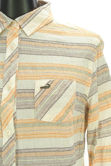 Crocodile（クロコダイル）の古着「8分袖マルチボーダーブラウス（カジュアルシャツ）」大画像４へ