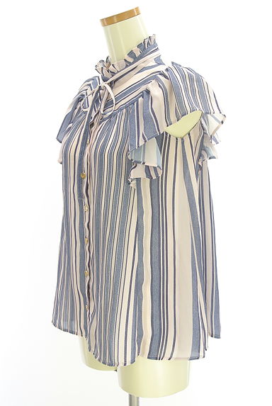 REDYAZEL（レディアゼル）の古着「フリルネックストライプブラウス（ブラウス）」大画像３へ