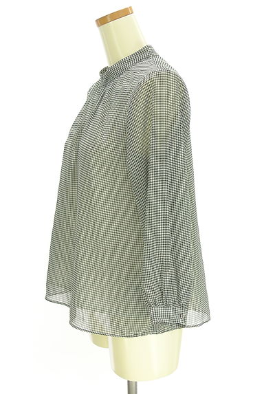 INED（イネド）の古着「千鳥格子柄バンドカラーシフォンブラウス（カットソー・プルオーバー）」大画像３へ