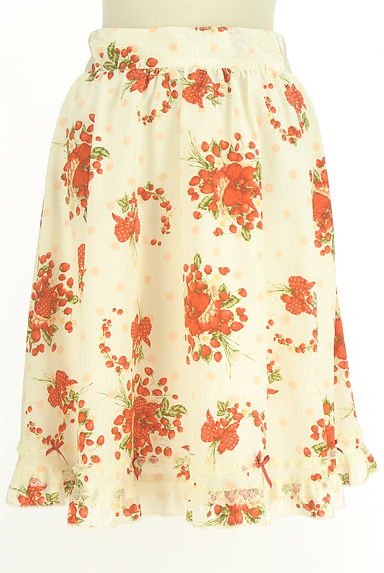 PINK HOUSE（ピンクハウス）の古着「ドット×イチゴ柄膝丈スカート（スカート）」大画像１へ