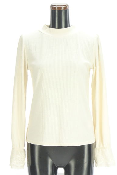 axes femme（アクシーズファム）の古着「袖チュールレースモックネックリブカットソー（カットソー・プルオーバー）」大画像１へ