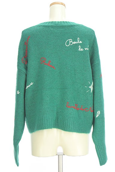 AZUL BY MOUSSY（アズールバイマウジー）の古着「ロゴ刺繍ニットトップス（ニット）」大画像２へ