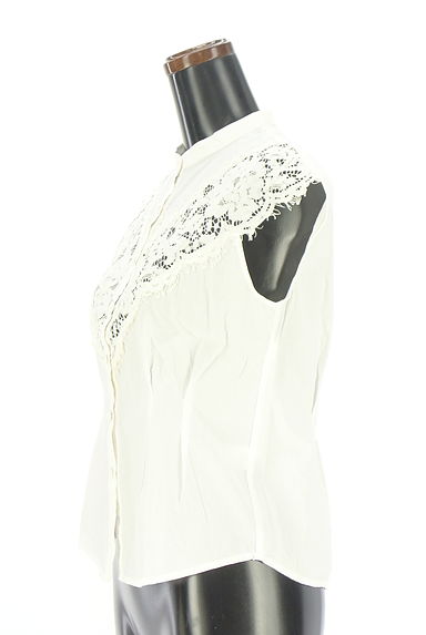 rienda（リエンダ）の古着「レース切替バンドカラーブラウス（ブラウス）」大画像３へ