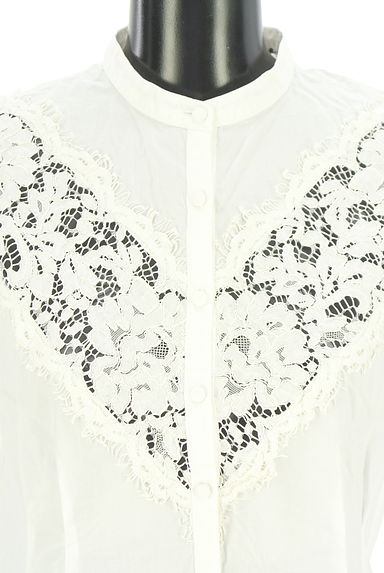 rienda（リエンダ）の古着「レース切替バンドカラーブラウス（ブラウス）」大画像４へ