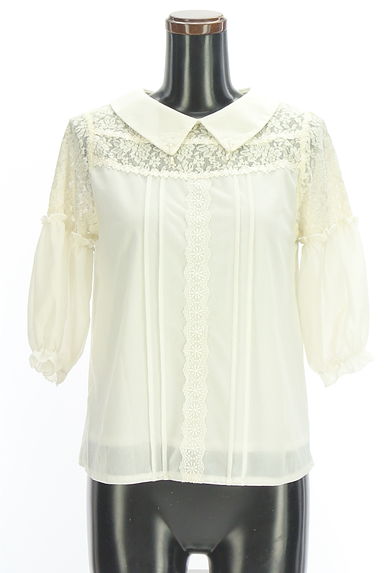 axes femme（アクシーズファム）の古着「レース×シフォン6分袖ブラウス（カットソー・プルオーバー）」大画像１へ