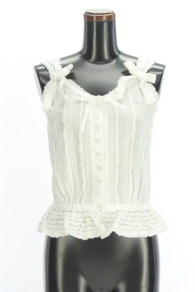 PINK HOUSE（ピンクハウス）の古着「リボン付きフリルコットンキャミブラウス（カットソー・プルオーバー）」大画像１へ