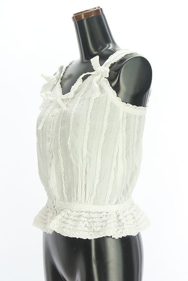 PINK HOUSE（ピンクハウス）の古着「リボン付きフリルコットンキャミブラウス（カットソー・プルオーバー）」大画像３へ