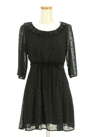 earth music&ecology（アースミュージック＆エコロジー）の古着「ベルト付きリボン柄シフォンミニワンピ（ワンピース・チュニック）」大画像１へ