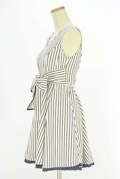 MERCURYDUO（マーキュリーデュオ）の古着「マリンストライプ膝上フレアワンピース（キャミワンピース）」大画像３へ