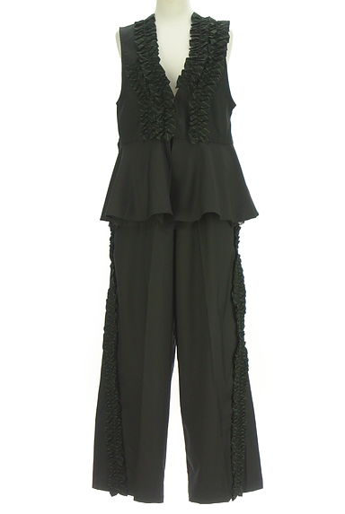 Eimee Law（エイミーロウ）の古着「ストライプ柄フリル付ベスト×パンツ　セットアップ（セットアップ（ジャケット＋パンツ））」大画像１へ