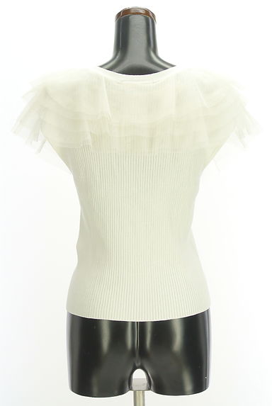 Stola.（ストラ）の古着「ティアードフリルチュール襟ノースリリブニットトップス（ニット）」大画像２へ